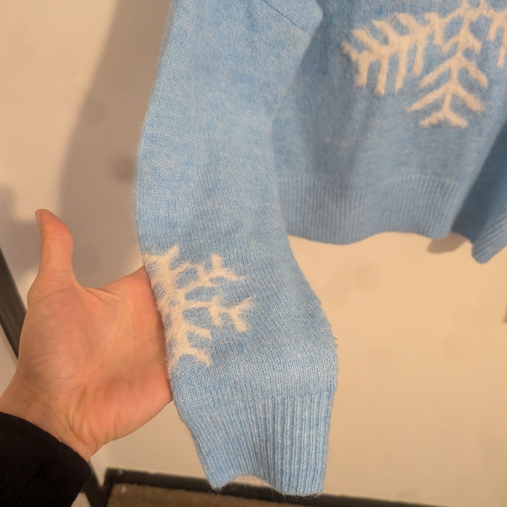 Jessica Simpson Light Blue Snowflake Turtleneck Sweater - Picture 3 of 4